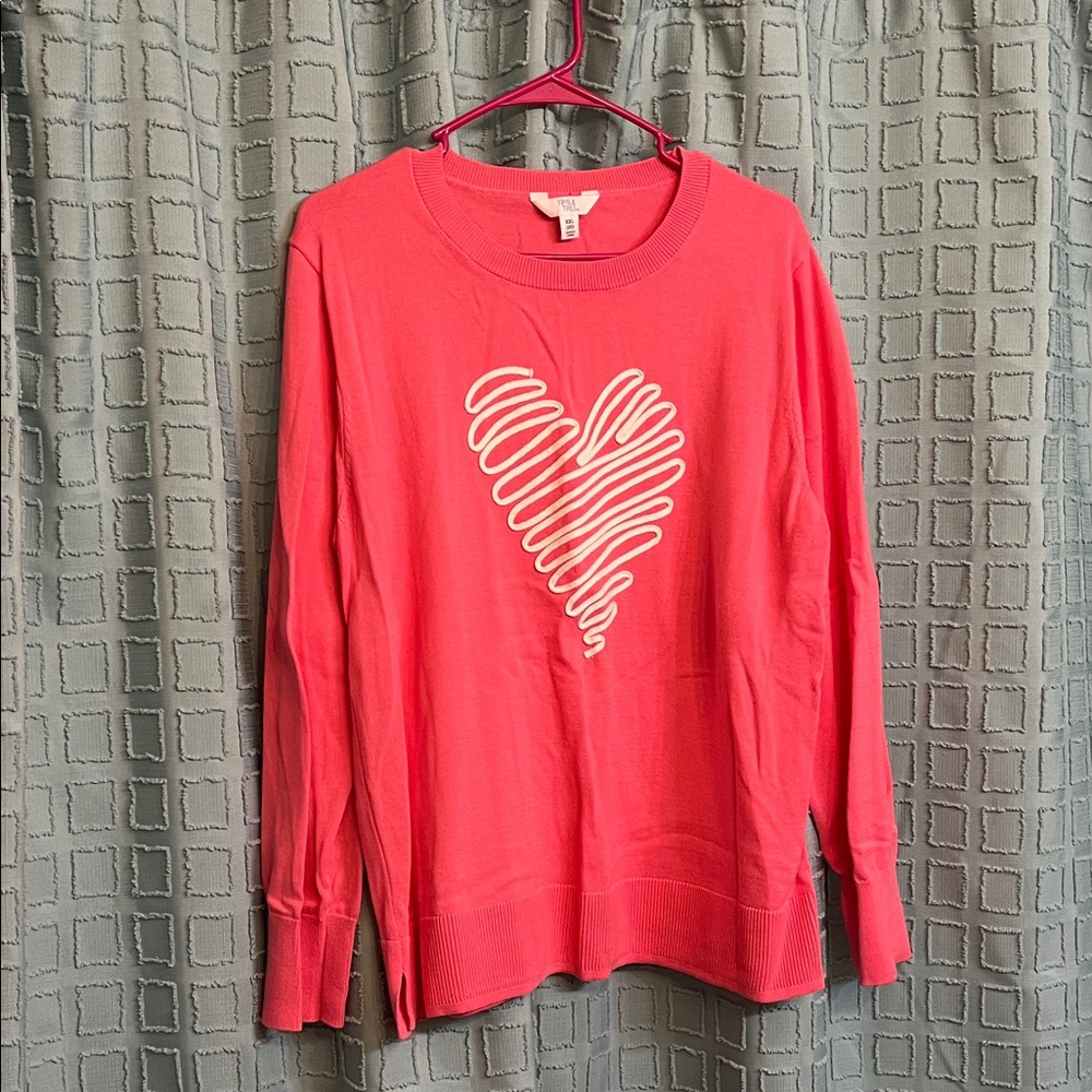 Time and Tru Kids Sweater - Pink with Heart Design